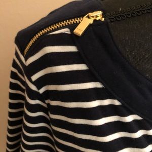Jones New York Striped Zipper Sleeve Navy  Size L